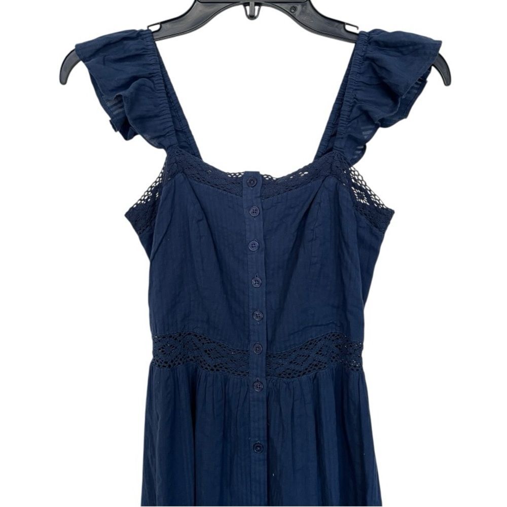 NWT And Now‎ This | Navy Blue Crochet Trim Cotton Maxi Dress XXS - Picture 4 of 12